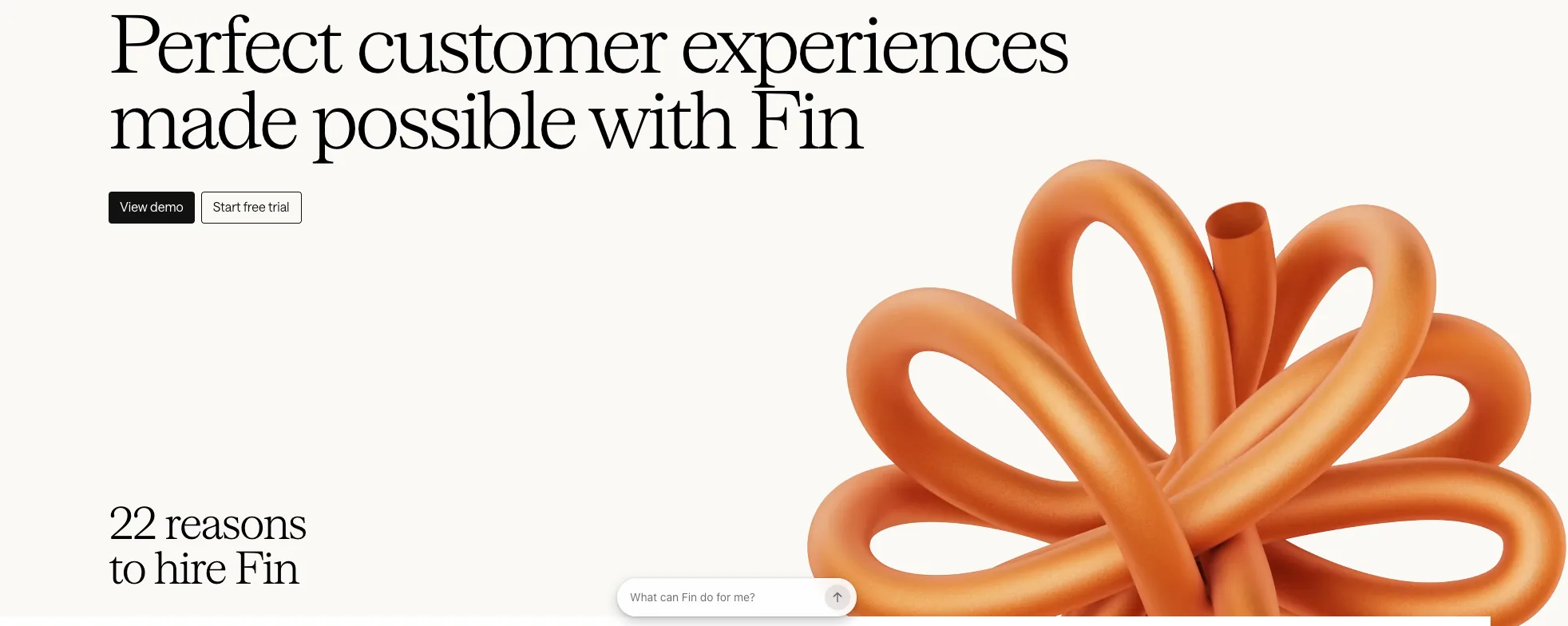 Screenshot of Fin AI's homepage