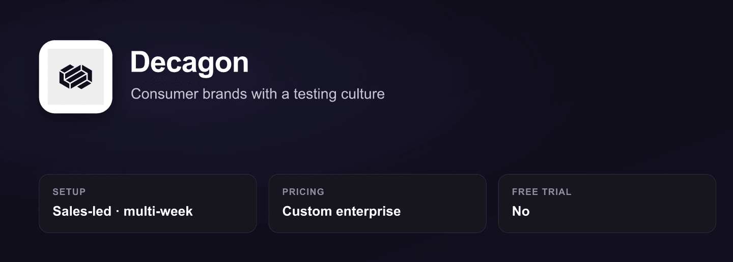 Decagon overview: AI agent for consumer brands with a testing culture, sales-led multi-week setup, custom enterprise pricing