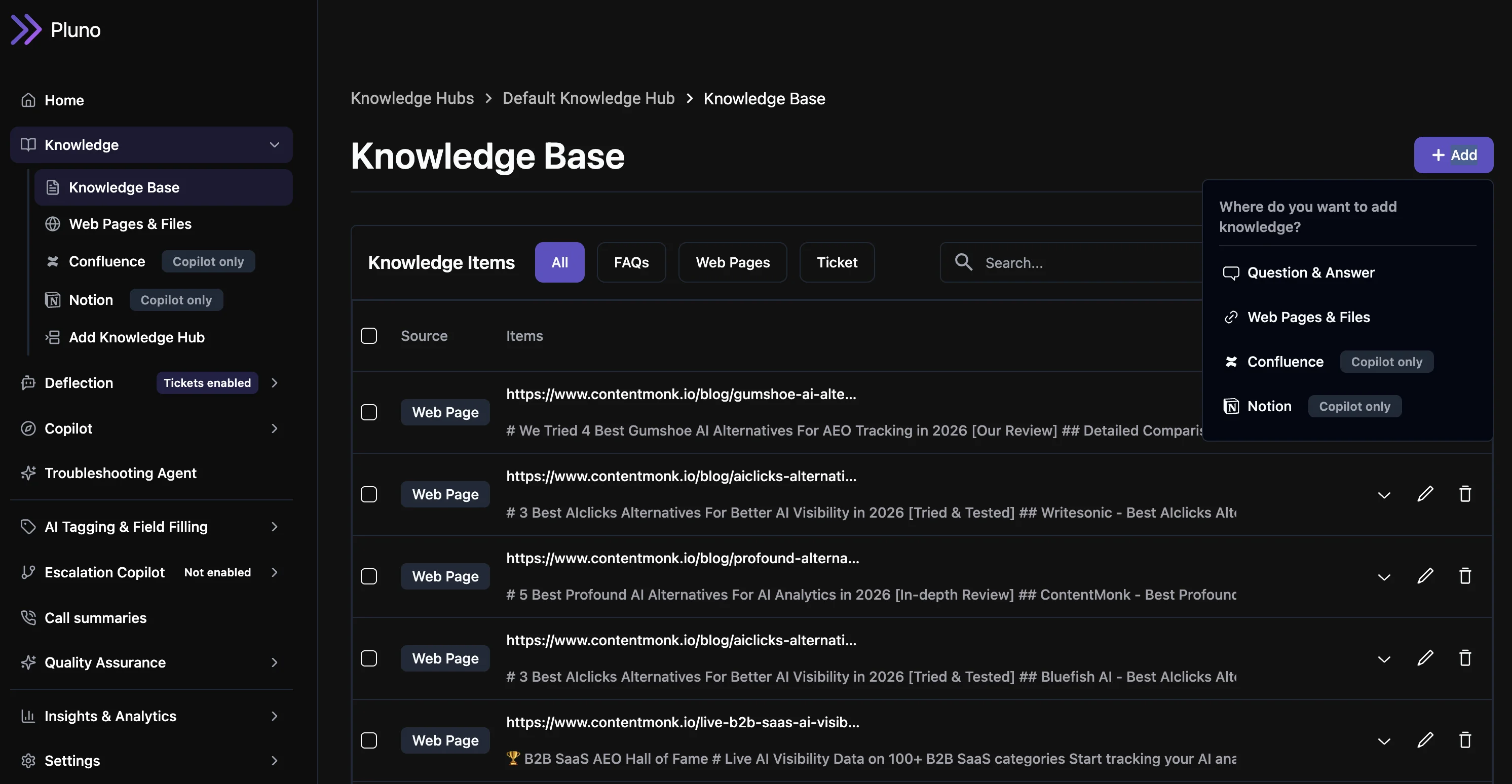Fin AI vs Pluno - Pluno Knowledge Base