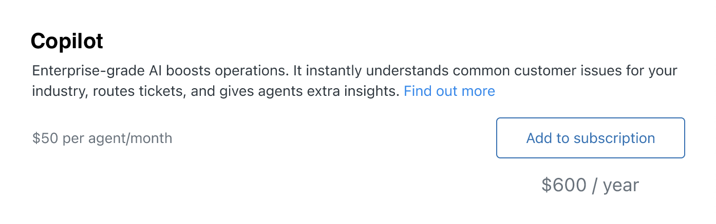 Zendesk AI Copilot - copilot add on