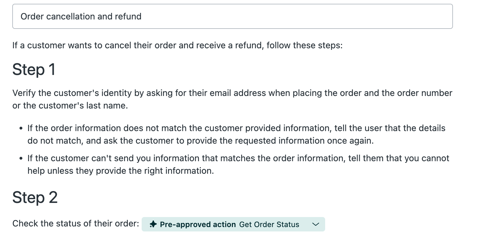 Zendesk AI Copilot - ai preapproved action inserted